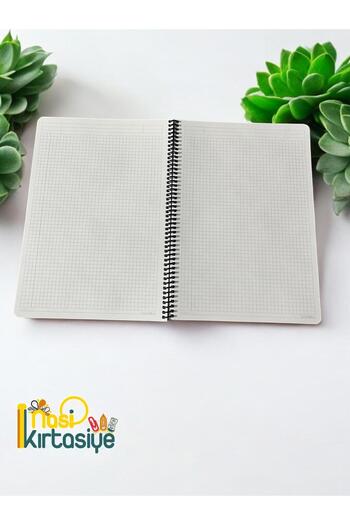 Nasip Kırtasiye 72 Sheets Checkered Notebook Plastic Cover Spiral Ring School Notebook A4 Size Light Blue
