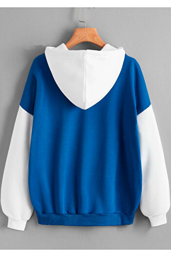 Benisengiydir los Angeles Printed Unisex Oversize Hooded Blue White Sweatshirt