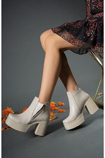 Riccon Γυναικείες ψηλοτάκουνες μπότες Beige Skin 00126400