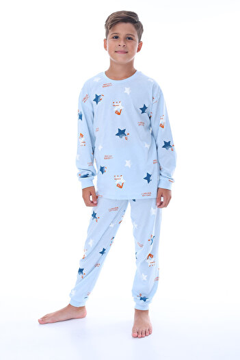 ZUZUNGA Set de pijamale albastre cu model cu note de stea
