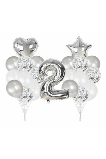 BAL10 DÜNYASI 2 Year Old Transparent Balloon Set with Confetti Birthday Party Set