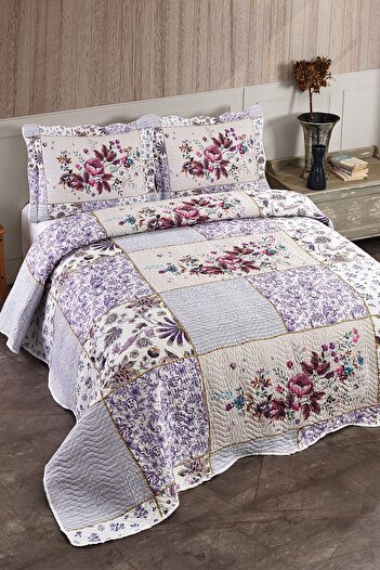 Örtüm Elina Lilac Double Quilted Bedspread