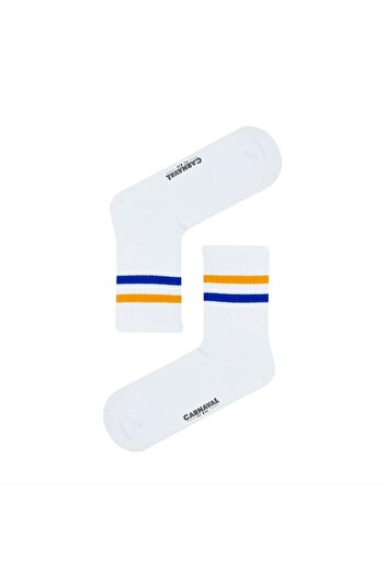 CARNAVAL SOCKS Πολύχρωμες αθλητικές κάλτσες με πορτοκαλί μπλε ρίγες