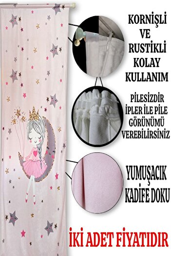 Bebişim Halı Bebişim Dama 140x260 Bh1394 Double Winged Children's Room Background Curtain