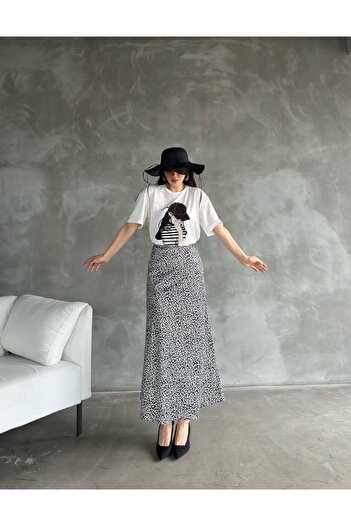 Fiori Luxury Quality Maxi Length Long Satin Skirt with Elastic Waist