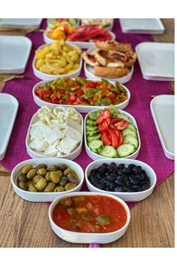KESEN ZÜCCACİYE Porcelain Oval 6-Piece Breakfast & Appetizer Presentation Plate Set