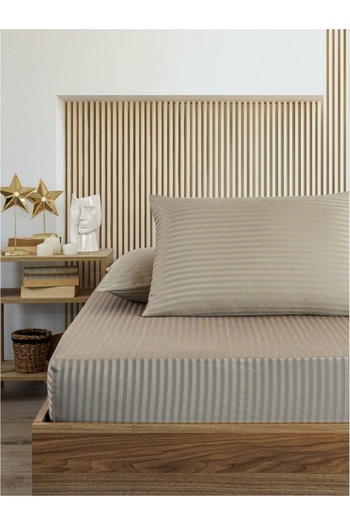 uykulife home collection Uykulife Cream Satin Single Elastic Sheet Set