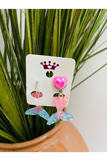 1PARÇAMAVİ Spiked Mermaid Tail Mermarid Birthday Children's Earrings