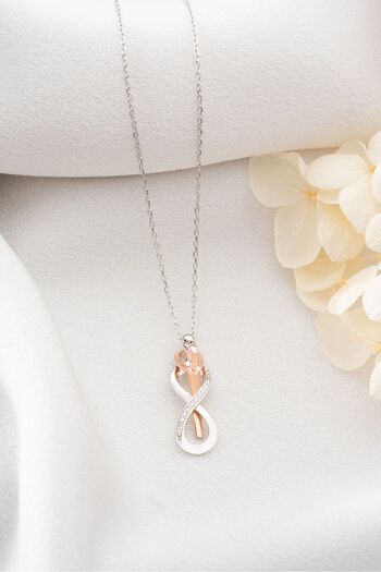 Silvano Jewelry 925 Ayar Gümüş Işıklı Kutuda Sarılan Çift Kolye