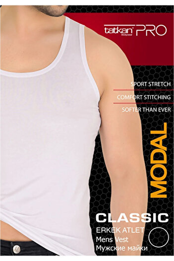 MYS GRUP TEKSTİL Men's 3-piece White Modal Combed Cotton Undershirt - Strappy / Tatkan
