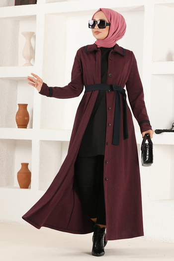 ModaMerve Claret Red Buttoned Cap - Nya2647 Model