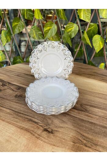 GÜRCÜGLASS Lace Model Silver Tea Plate.