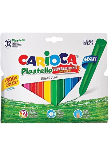 CARIOCA 12-Piece Jumbo Pastel Crayons - Non-Polluting and Washable Triangle Hands
