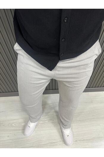 NO 601 Men's Gray Relaxed Cut Wrap Summer Trousers