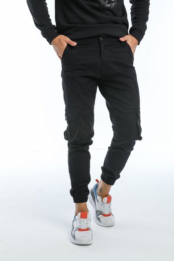 Domoda Flexible Fabric - Zippered and Elastic Leg Gabardine Slim Fit Men's Cargo Pants
