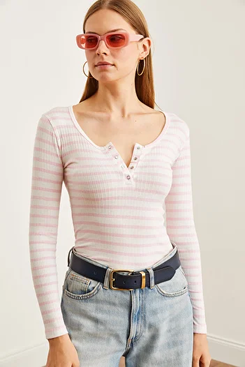 Olalook Pink Ribbed Thick Camisole Blouse - BLZ- 19000588