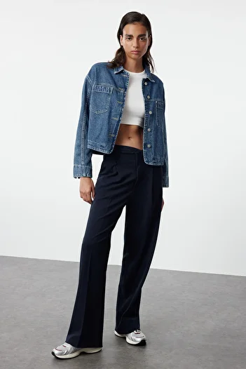Trendyol Collection Denim Jacket Blue with Stitching Detail - TWOAW25CE00017
