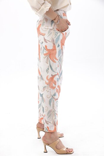 Geco Patterned Orange Trousers