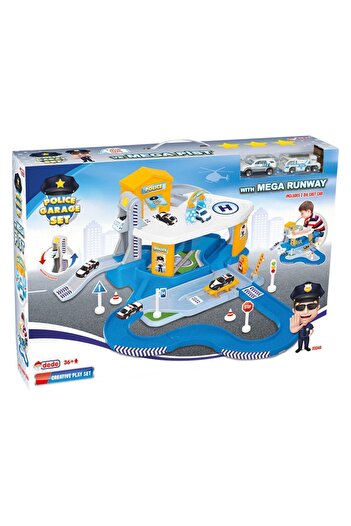 Doğan Oyuncak Dünyası 2 Storey Police Garage Set and Mega Track - Car Parking Set - Car Set - Hotwheels Set - Station