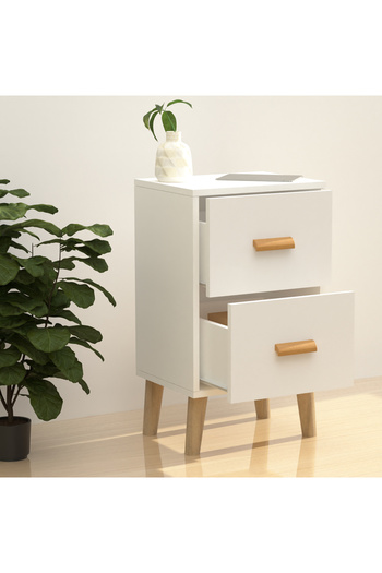 Mahmayi 303-2 Dual Nightstand: Stylish Storage with 2 Drawers, Sturdy White Melamine Finish