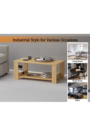 Mahmayi Modern Coffee Table with USB Port & 2-Tier Storage - Sleek Coco Bolo Design