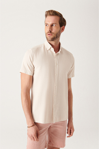 Avva Men's Stone Geometric Textured Short Sleeve Shirt A21y2029