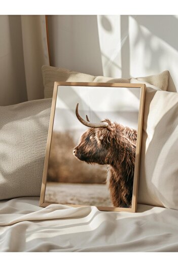 Postifull Rustic Unframed Poster, Scandinavian Brown Painting, No:49 Red Cow Photo, Vertical