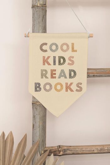 Postifull Çocuk Odası Dekor, Duvar Süsü, Ahşap Bebek Odası Dekor, Canvas Flama, Cool Kids Read Books