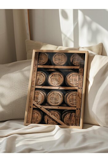 Postifull Rustic Unframed Poster, Scandinavian Brown Painting, No:37 Wooden Barrel Photo, Vertical