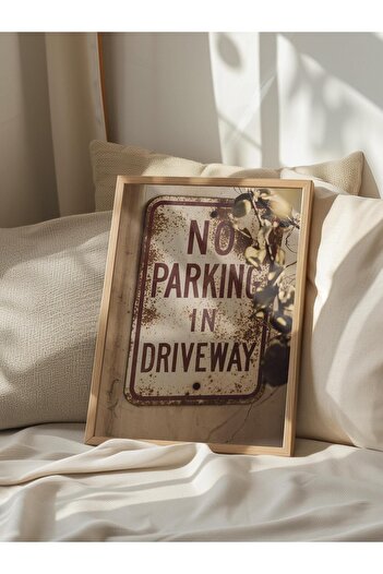 Postifull Rustic Unframed Poster, Scandinavian Brown Painting, No:36 No Parking Sign Photo, Vertical
