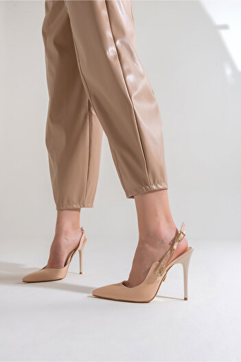 AYAKKABI PRENSİ Accessory Detailed Stiletto Skin Satin Women's Stiletto, High Heels