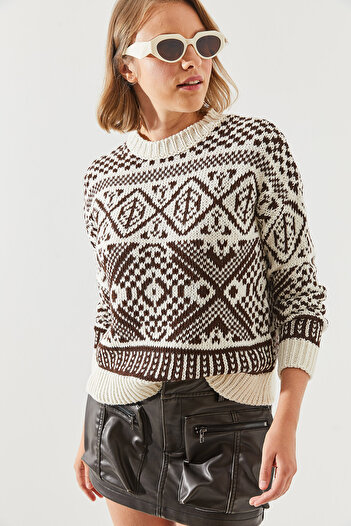 Bianco Lucci Jacquard-Pullover für Damen - 20246194