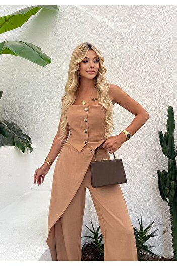 MOCCHI Rossi Linen Double Set - Wrap Pants and vest