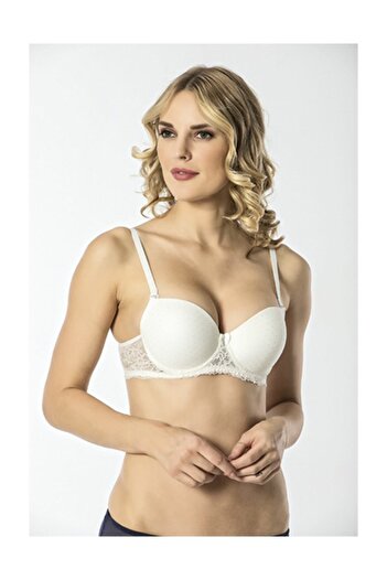 Doğan Women's Ecru Padded Lace Bra