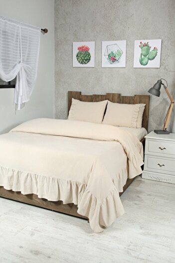 cotton maison Natural Bedspread Set Double Vintage 240x260 Cm