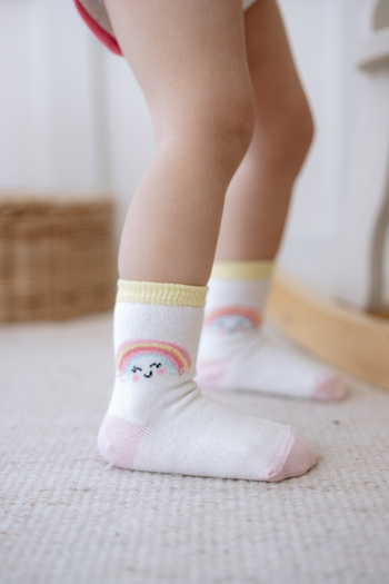 Lilabio Rainbow Patterned 6-Piece Socks for Baby Girl