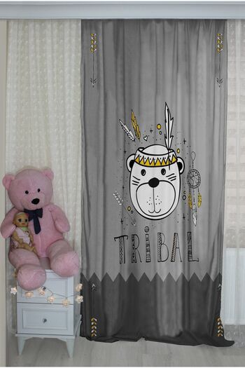 Bebişim Halı Double Winged Cute Teddy Bear Children's Room - Background Curtain