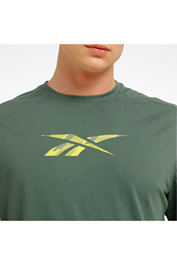 Reebok Ανδρικό μπλουζάκι Speedwick με πράσινο στρογγυλό λαιμό