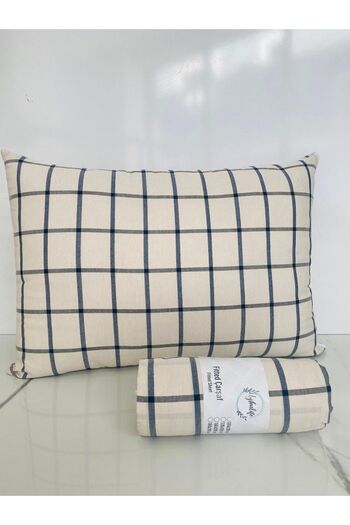 uykulife home collection Uykulife Single Striped and Checked Elastic Sheet Set - Cream Black