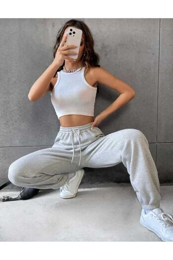 Verivay Φούτερ Jogger Sweatpants-Rubber Leg Φούτερ με ψηλή μέση