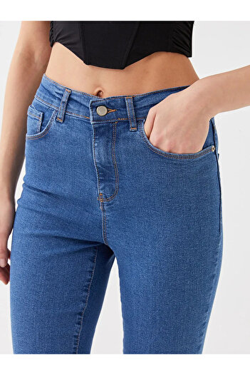 LC Waikiki LCW Jeans Orta İndigo Rodeo Yüksek Bel Jüpiter Süper Skinny Fit Kadın Jean Pantolon