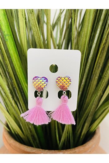 1PARÇAMAVİ Sequin Heart mermaid clip children's earrings - UNHOLE CHILDREN'S EARRING