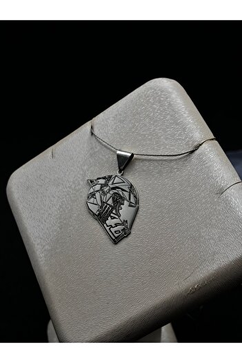 Es Silver Kask Kolye Motorcu kolyesi Unisex 925 Ayar Gümüş Uçlu , Zincir çelik