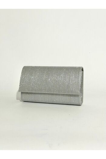 NAZART Women's Tiny Laser Silver Evening Dress Clutch Portfolio Chain Strap Handheld Wedding Engagement Night Shoulder Bag