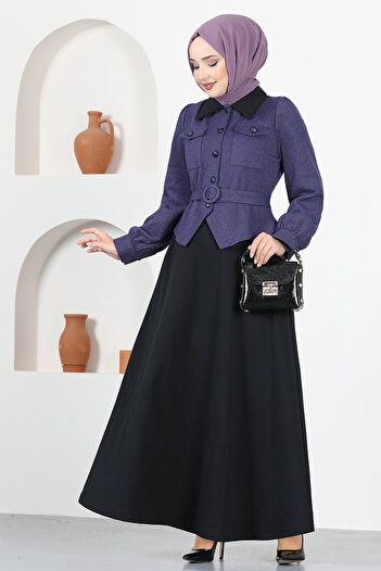 ModaMerve Bolero Dress MSL2478 Dark Lilac