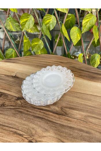 GÜRCÜGLASS Lace Model Silver Tea Plate.