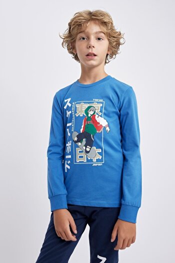 DeFacto Erkek Çocuk Baskılı Uzun Kollu Pijama Takımı A6721a823au