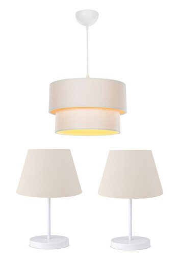 HOMİNG Pasta Single Pendant Lamp Chandelier and Lampshade Set Cream Bedroom Lighting Set