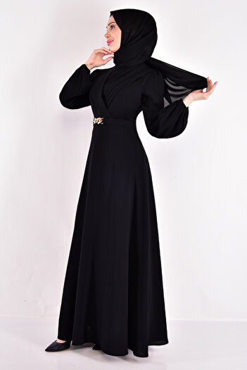 ModaMerve Black Belted Dress - ASM2534