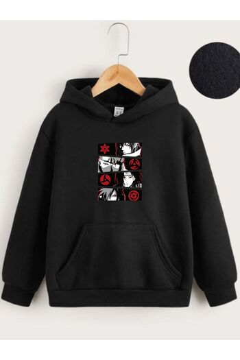 VASK - Hooded Kids Sweatshirt Red Anime Printed